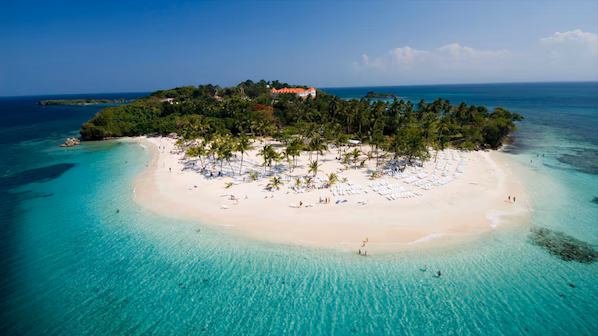 Cayo Levantado island near Secrets Playa Esmeralda Resort & Spa with pristine beaches and tropical scenery