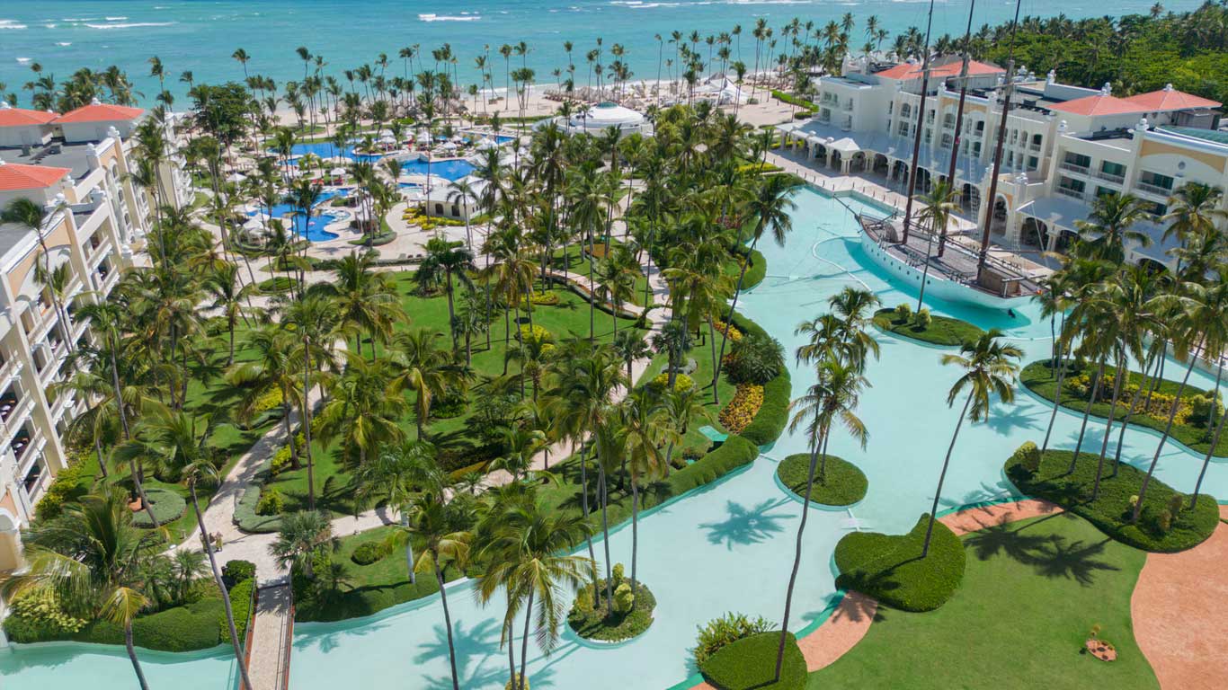 Iberostar Grand Bavaro adults-only all-inclusive resort with beachfront pools and colonial-style architecture.