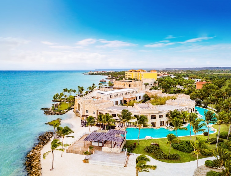 Sanctuary Cap Cana adults-only luxury resort with castle-style architecture and oceanfront pools in Punta Cana.