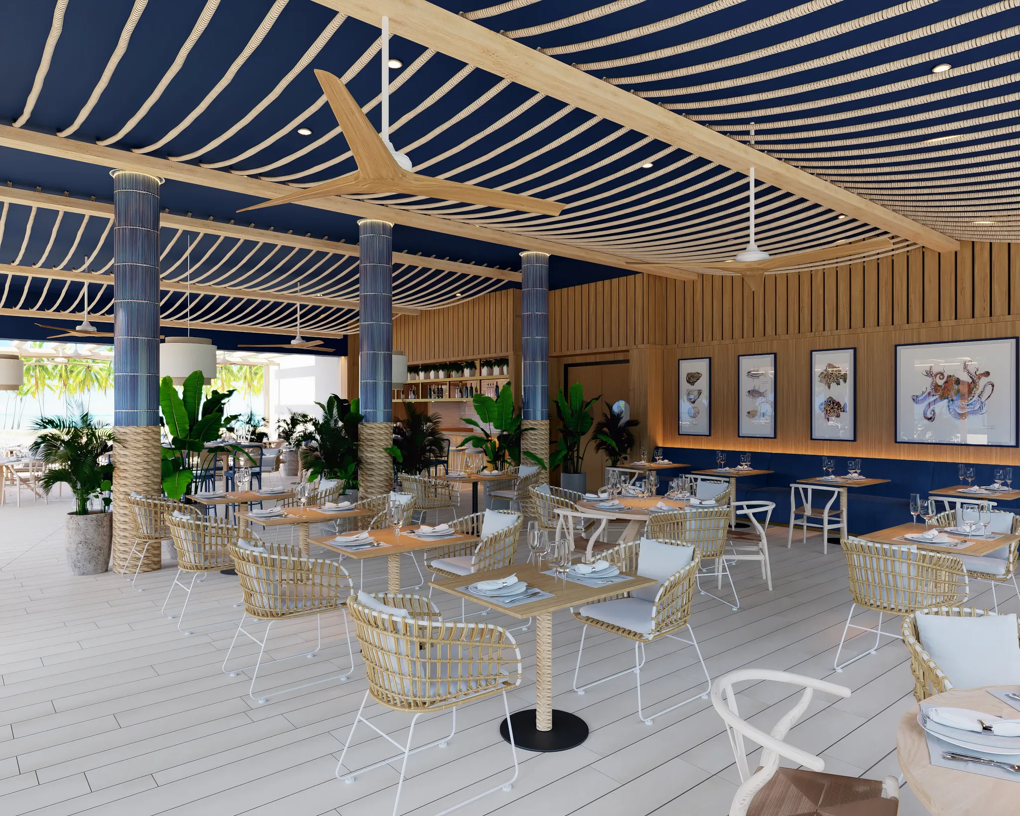 Seaside Grill at Secrets Playa Esmeralda Resort & Spa featuring an elegant open-air beachfront steakhouse with ocean views and grilled specialties.